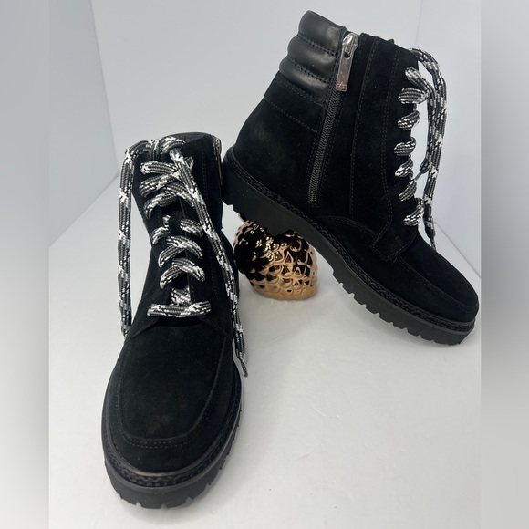 NEW Aquatalia Mayra Weatherproof Suede Leather Lace-Up & Zip Boot US 7 Black - Picture 5 of 13